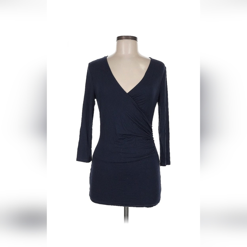 Ann Taylor Navy Blue Wrap Top